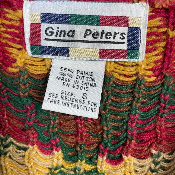 Vintage Gina Peters Slouchy Oversized Fair Isle Eclectic Grandpa Sweater Vest S - Picture 8 of 11
